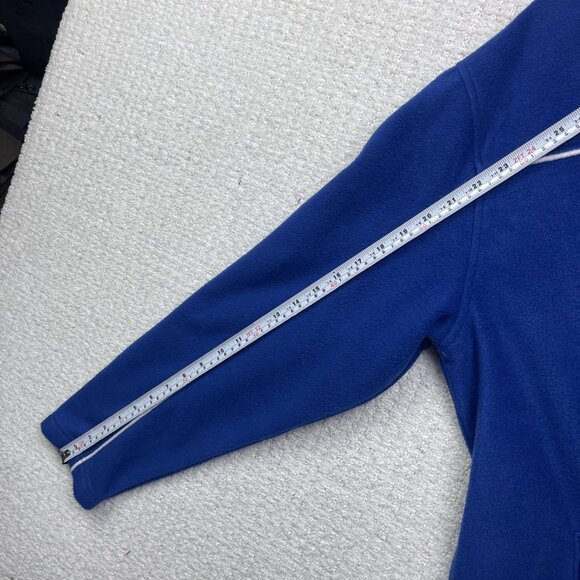 VTG NHL Edmonton Oilers Hockey Mens Sz L Polar Fleece Jacket Blue / Orange Read - Picture 12 of 16